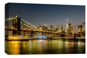 Large New York Canvas Wall Art Print Brooklyn Bridge Skyline Framed Picture - Picture 1 of 6