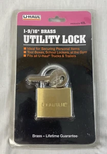 Uhaul 1-9/16" Brass Utility Lock - Picture 1 of 4