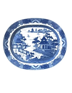 Large Antique 1800s English Minton Blue Transferware Chinoiserie Platter - Picture 1 of 4