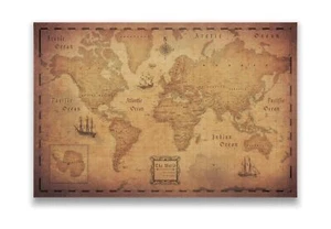 Push Pin World Map Board - With Push Pins to Mark World Travel - Handmade in ... - Picture 1 of 5