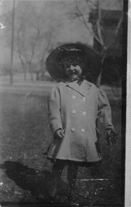 1910s RPPC Real Photo Postcard Young Girl Coat and Big Hat Outside - Picture 1 of 2