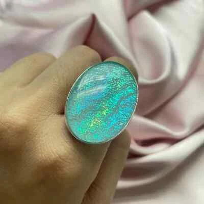 Australian Triplet Opal Gemstone 925 Sterling Silver Handmade Ring All Size S-44 - Image 1 of 4