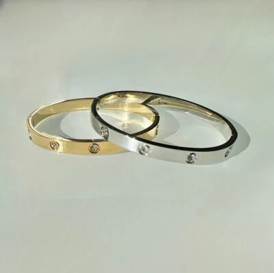 Pack of 2 - (1 Silver + 1 Gold) Stainless Steel Tarnish-Free Women Bangle Size 7 - Image 1 of 4