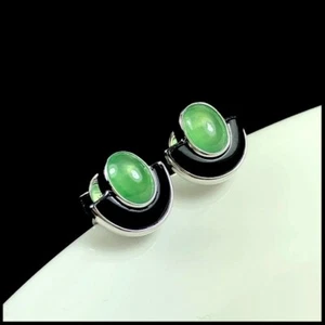【KATHY JADE】Icy Emerald Green Jadeite Jade Earring《Grade A》 - Picture 1 of 1