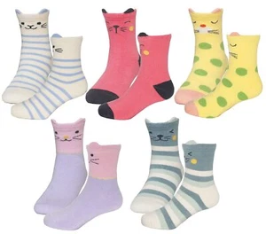 Kids Toddler Big Little Girls Fashion Cotton Crew Cute Socks -5 Pairs Gift Se... - Picture 1 of 3