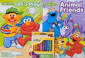 Sesame Street Coloring & Activity Books Set of 2 with Jumbo matching Crayons - Imagen 1 de 12