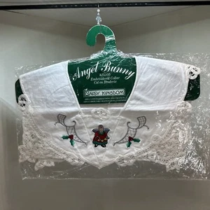 Daisy Kingdom Vintage Angel Bunny Embroidered Collar White NOS #24105 - Picture 1 of 7