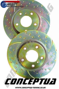 Gedimmte & gerillte Bremsscheiben vorne x 2 - für Nissan S14 200SX Zenki SR20DET - Bild 1 von 1