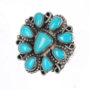 J Navajo Ring Sterlingsilber Cluster Dornröschen Türkis - Bild 1 von 8