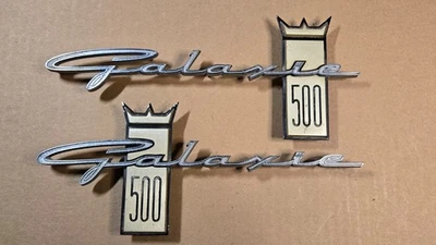 Ford Galaxie 500 OEM Genuine Chrome Script Fender Emblem - Pair (2) - Image 1 of 4