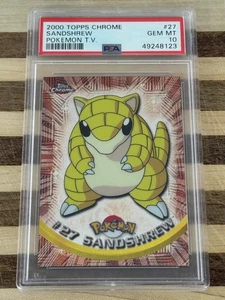 2000 Topps Chrome Pokemon TV Animation Edition Sandshrew Card #27 PSA 10 - Picture 1 of 2