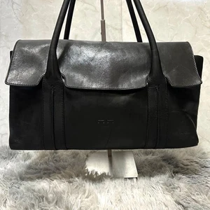 HIROFU Leder Tasche schwarz Vollleder Klappe H Logo Top Zustand gebraucht - Bild 1 von 11