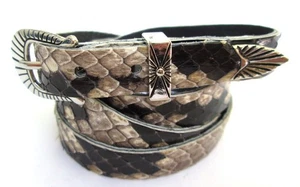 Western Hatband Black & White Genuine Python Snake Skin with 3 Pc Buckle Set - Picture 1 of 2