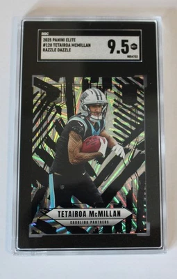 2025 Donruss Elite Tetairoa McMillan Razzle Dazzle (RC) SSP Pop 1, SGC 9.5 - Image 1 of 2