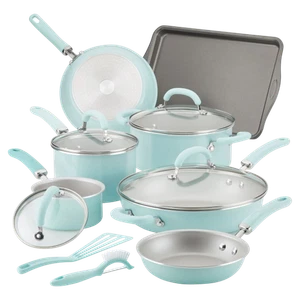 Rachael Ray Create Delicious 13-Piece Enameled Nonstick Cookware Set (Light B... - Picture 1 of 6