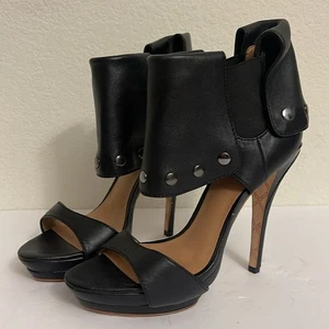 LAMB Stilettos Genuine Leather Heels Peep Toe Women’s Size 8 Black - Picture 1 of 13