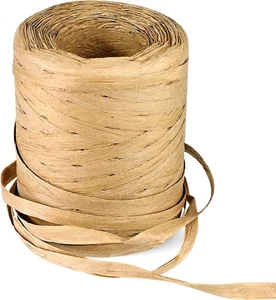 Natürliches Bastpapier Band Garn - 1/4 Zoll x 218 Yards | Verpackungspapier Garn S - Bild 1 von 7
