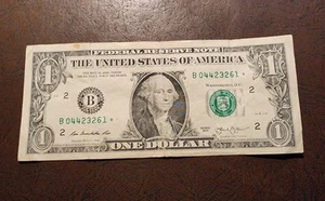 2013 $1 B SERIES DUPLICATE STARNOTE ERROR #B04423261* FT.WORTH PRINT! - Picture 1 of 2