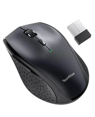 TechRise Wireless Mouse for Laptop, 4800 DPI Optical, 2.4G Ergonomic Black MS002 - Image 1 of 2