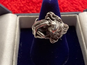 Anillo de plata de ley tallado a mano sirena desnuda dama mujer talla 7,5 hecho a mano  - Imagen 1 de 7