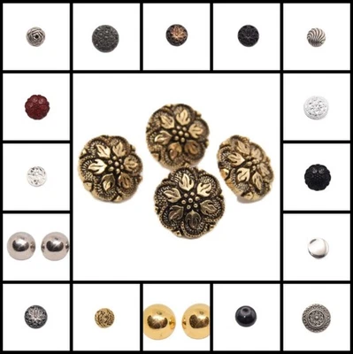Various Shank, Flower, Dome, Flat Buttons, Silver , Gold,  (sold in 10's) - Image 1 of 2