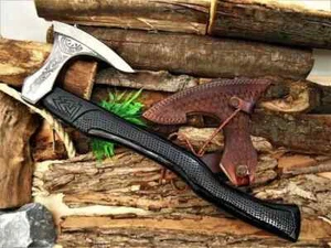 CUSTOM HANDMADE CARBON STEEL VIKING HATCHET TOMAHAWK HUNTING TACTICAL AXE GIFT - Picture 1 of 4