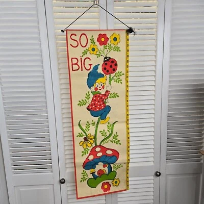 Tabla de crecimiento vintage, tabla de altura TAN GRANDE, decoración de guardería, gnomo y musgo vintage Foto 1 de 4