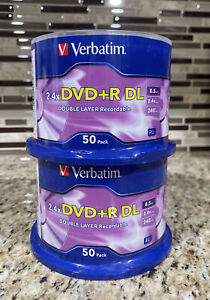 VERBATIM 2.4xBlank DVD+R DL Dual Double Layer 8.5GB 100pk 240min New Sealed 🔥