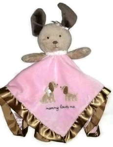 Mommy Loves Me Pink Puppy Dog Baby Security Blanket Plush Rattle Lovey Carters  - Picture 1 of 1