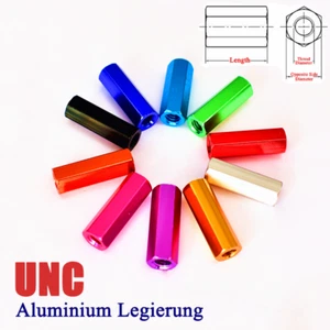 UNC Aluminiumlegierung Lange Sechskantmuttern Sechskant Abstandshalterhülse - Picture 1 of 9