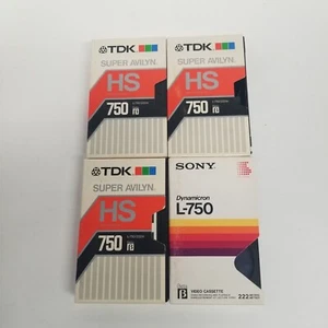 Blank L-750 Beta Video Cassette Tape Lot of 4, 222m, TDK (3), Sony (1) - Picture 1 of 5