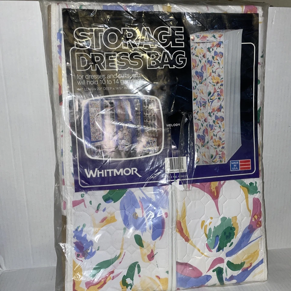 Vintage Whitmor FLORENTINE Floral Storage Dress Wardrobe Bag 54x20x14 USA New - Image 1 of 2