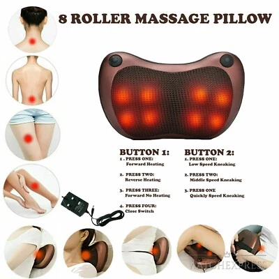 MASSAGGIA Collo 8 Rulli - Massaggio Cuscino Viaggio Auto Casa MASSAGGIO Shiatsu - Immagine 1 di 4