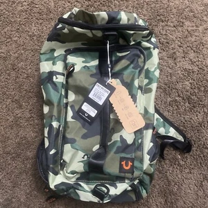 True Religion Backpack Large Green Camouflage Camo Switch Outdoor Camping - Picture 1 of 5