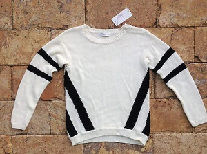 Pinc Premium Girls'  Striped Long Sleeve Sweater, Ivory , Size M - Picture 1 of 5