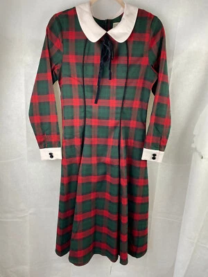Vestido Collectif UK 10 S Muñeca Lisa Noelle Cuadros Tartán Rojo Verde Acampanado Foto 1 de 4