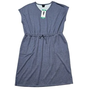 32 Degrees Cool Soft Lux Dress Short Sleeve Ruched Waist XLarge Blue Women's NWT - Picture 1 of 5