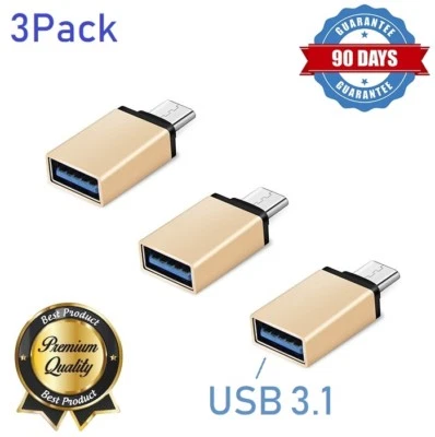 3x OTG GOLD USB-C Adapter Type-C to USB 3.0 Adapter for MacBook-Pro Note8, [ST-O - Image 1 of 4