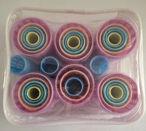 Vntg Hair Curlers Brush Mesh Rollers Style Self Grip Set of 5 Sizes  31 Pieces - Picture 1 of 9