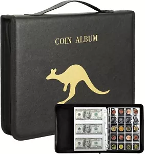 3 in 1 260 Coins Coin Album Australian Coin Collection Folder Book Holds Black - Picture 1 of 9
