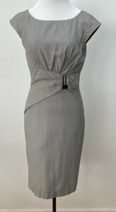 LAURA ASHLEY SIZE 8 WOMENS BLACK HOUNDSTOOTH LINED CAP SLEEVE DRESS KNEE LENGTH - Picture 1 of 12