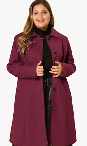 Agnes Orinda Women's Plus Size Single Breasted Belted Winter Long Coat 3X - Picture 1 of 6