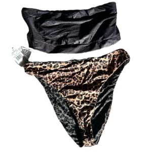 Nuevo con etiquetas Good American High Shine Better Band Top e inferior con estampado animal - Talla 5 (2X - Imagen 1 de 6