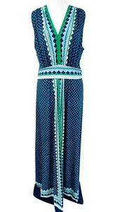 Maxi Vestido Largo Jersey Multicolor Vintage Y2K Mujer L Azul Ikat Max Studio Boho - Imagen 1 de 12