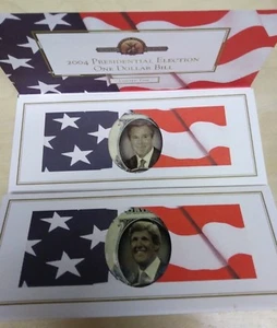 2004 Presidential Election One Dollar Bill Set of 2 Bush & Kerry (#PM-122) - Picture 1 of 5