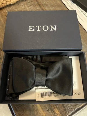 ETON Black 100% Silk Bowtie Pre-Tied Adjustable Formalwear Designer Classic - Image 1 of 4