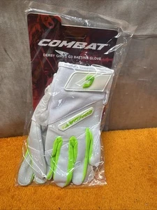 Ball•#17 Combat Derby Girl’s G3 Y-Large Green & White Batting Gloves NOS - Picture 1 of 13