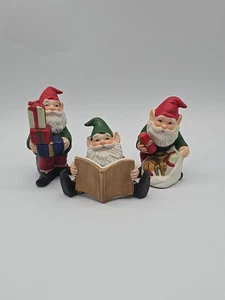 Vintage Weihnachten Santa Elfen HOMCO Figuren Porzellan 3er Set #5602 - Bild 1 von 10