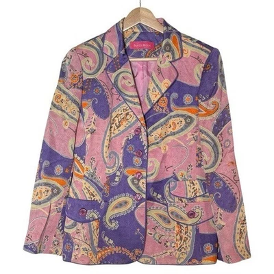 Chaqueta Blazer Burda Moon Ligera Mezcla Lana Colorida Cachemira Talla S Rosa Foto 1 de 4