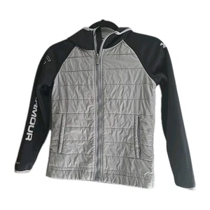 Under Armour Cold Gear Gray Full Zip Waterproof Hooded Jacket Boys Size Medium - Picture 1 of 6